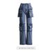 Women's Clothing stretch straight jeans early spring new design big pocket stitching slim denim trousers women_ecoleips.com