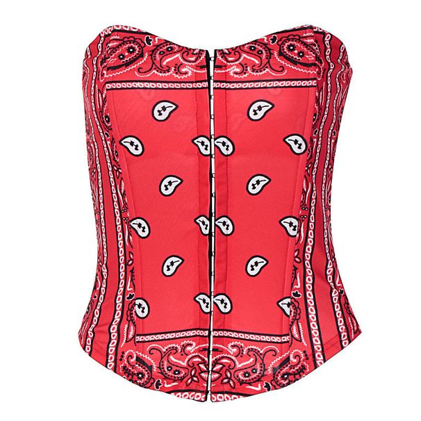 2025 Spring New Women's Button Fishbone Print Tube Top_ecoleips.com