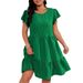 Women's Clothing Large Size Round Neck Lotus Leaf Sleeve Waist Holiday Leisure Temperament Dress_ecoleips.com