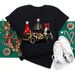 Merry Christmas, Christmas Tree, Santa Claus, Clothing, Simple Women's Plus Size Printed Short Sleeve T-Shirt_ecoleips.com
