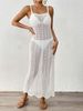Women's Beach Dress Sexy Floral Lace Hollow Out Bodycon Sundress Summer Vacation Maxi Dress_ecoleips.com