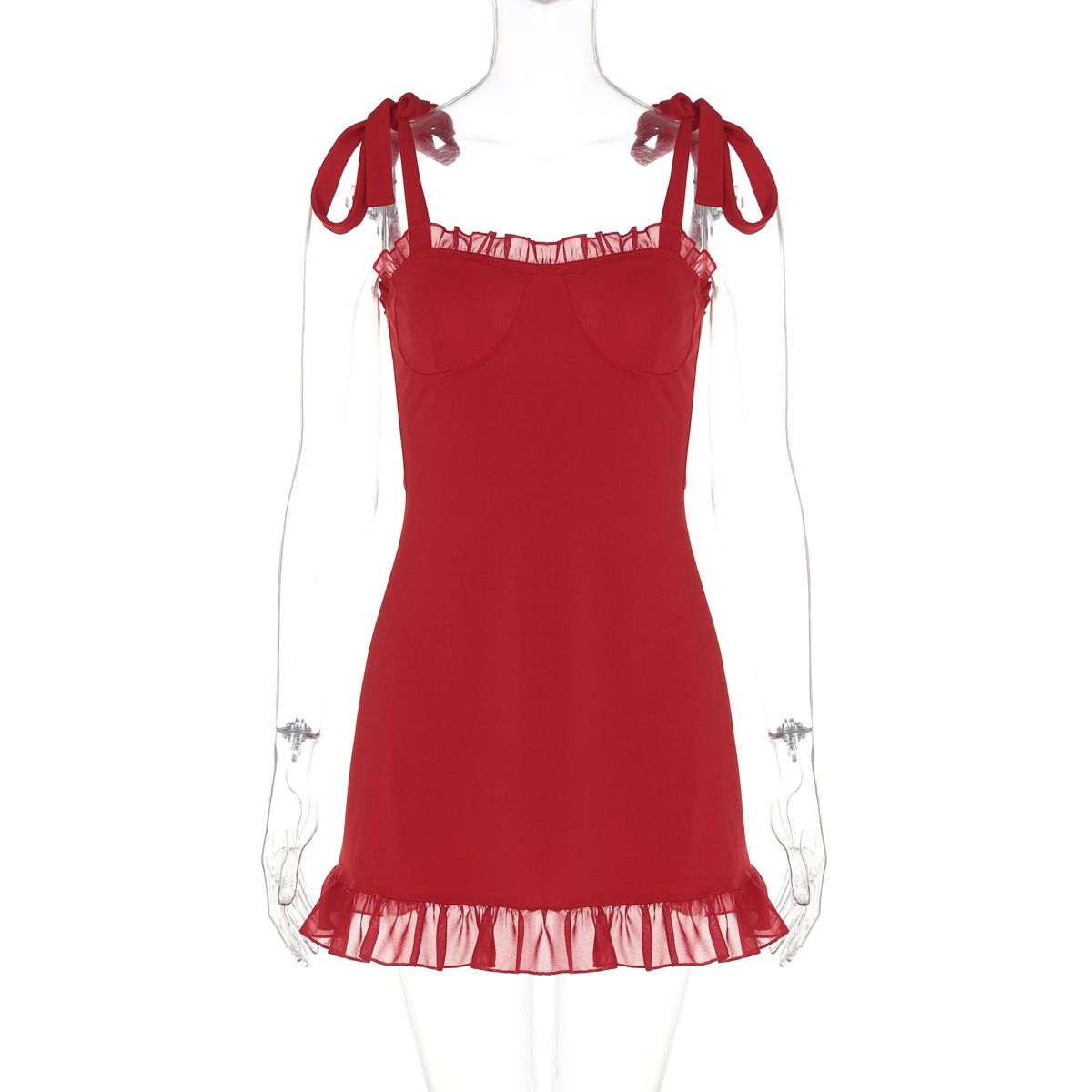 European And American Style Women's Fashion 2024 Summer New Sexy Low-Cut Off-Shoulder Strap Slim Waist Slimming Dress_ecoleips.com