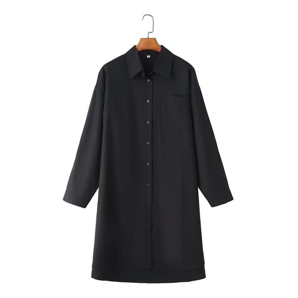 2025 Autumn New Women's Fashion Turn-down Collar Sleeve Loose Long Single-breasted Shirt For Women_ecoleips.com