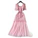 Women's French Romantic Long Dress Square Neck Summer Style Mesh Embroidery Patchwork Design Sophisticated And Elegant_ecoleips.com