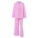 Pink Plaid Sleeve Long Pants Wearable Pajama Set European And American Autumn New Women's Homewear_ecoleips.com
