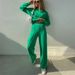 Women's Long-Sleeve Crewneck Sweatshirt & Wide-Leg Pants Set – Solid Color Casual Outfit, 60% Cotton 30% Spandex, Y2K Streetwear Two-Piece (S-L)_ecoleips.com