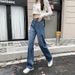 Retro High-waisted Straight-leg Jeans Women, 2024 Autumn New Style, Loose And Slimming, Versatile Wide-leg Floor-length_ecoleips.com