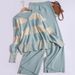 Women's Clothing Early Spring Stylish Age Reducing Striped V Neck Knitted Cardigan + Color High Waist Wide Leg Pants Fashionable Two Piece Suit_ecoleips.com