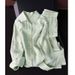 Mint Green Women's Linen Shirt Set High End Light Luxury Two Piece Summer Outfit Includes Trousers_ecoleips.com