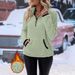Women's Long Plush Sweatshirt Autumn Winter Zipper Pocket Semi High Collar American Style_ecoleips.com