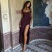 Women's Clothing Women's Ruffle Slit Dress - Elegant Smocked Body & Flowy Skirt For Summer Fall_ecoleips.com