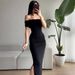 AC529 Elegant And Sophisticated Hepburn-Style Off-Shoulder Black For Women, Summer Waist-Cinching Sexy Dress_ecoleips.com