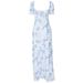 Women's Sexy Square Neck Puff Sleeve Floral Print Tie Front Mini Dress – Summer Resort Gown 2026_ecoleips.com