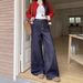 Dark Blue American-style Wide-leg Jeans For Women, New Autumn And Winter High-waisted Slimming Loose-fitting Drapey_ecoleips.com