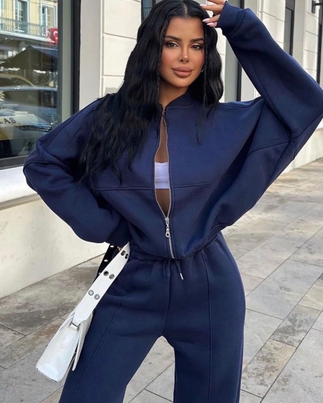 Women's Zipper Cardigan & Straight Pants Set – Autumn/Winter Casual Suit (S-XL, Light Gray/Dark Blue/Pinkish/Black/Red)_ecoleips.com