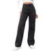 Women's Wide Leg Loose Denim Trousers Washed Effect Fashion Spring Autumn Solid Color Polyester_ecoleips.com