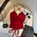 Hot Girl's Pure Desire Polka Dot Halter Neck Camisole With Chest Pads, Straps, Beautiful Back, Slim Fit, And Open-back_ecoleips.com