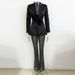 K New Hollowed Out Nail Bead Three-dimensional Flower Suit, Pearl Sequin Mesh Long Pants Set_ecoleips.com