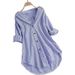 Women's Long-Sleeved Shirt With Distinctive Stripes, Spring/Summer Style, Loose-Fitting Collar_ecoleips.com