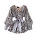 Retro Snake Print V-Neck Blouse – Wrap Front Tie-Waist Shirt With Puff Sleeves For Women (One Size, 3 Colors)_ecoleips.com