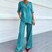 Women's Elegant Casual Two Piece Set European And American Style Solid Color Cotton And Linen Blend Cross Border Fashion_ecoleips.com