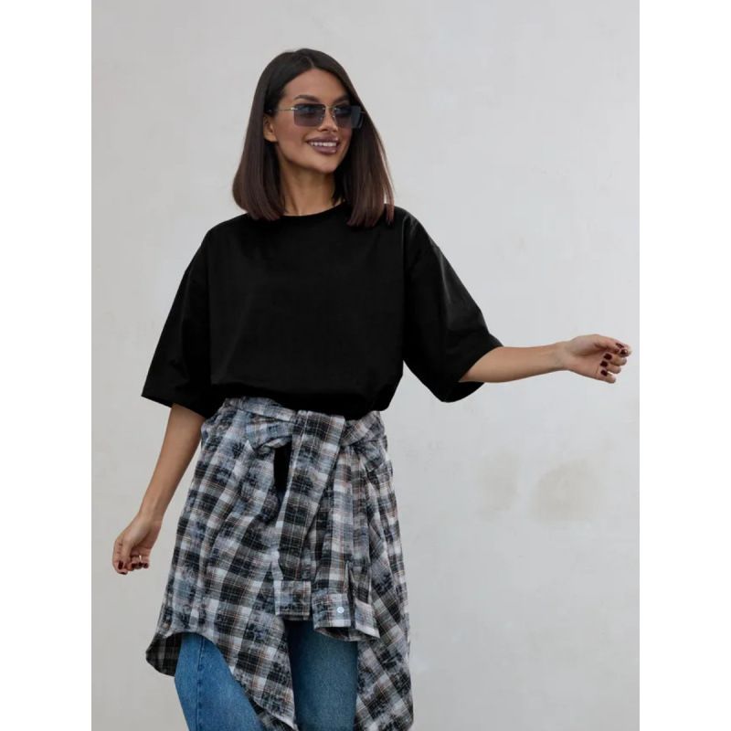 Pure Cotton Mid-Length Half-Sleeve T-Shirt For Women, Summer New European And American Style, Lazy Loose Fit, Versatile_ecoleips.com
