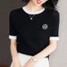 Women's Ice Silk Short Sleeve T-Shirt Fashionable Knitted Top For Spring Autumn Summer New Style_ecoleips.com