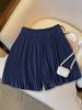 K High Waisted Slimming Pleated Casual Fashion Pleated Ruffle Edge Shorts Spicy Girl Pants Skirt Pants Women_ecoleips.com