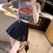 Women's High-Waisted Pleated Mini Skirt Black A-Line Suit/Pants for Spring/Summer 2024 Petite Hot Girl Fashion_ecoleips.com