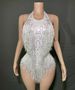 Women's Clothing Halter Neck Tassel Diamond Sleeveless Halter Neck Jumpsuit Dance Performance Clothes_ecoleips.com