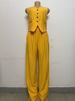Women's Clothing Retro Solid Color Single Breasted Vest Vest Two Piece Set High Waist Wide Leg Trousers Fashion Suit_ecoleips.com