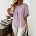 Flutter Sleeve Blouse For Women - Flattering Casual Shirt With Round Neck, Lightweight Polyester Top In Soft Colors_ecoleips.com