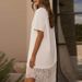 Simple Fashion Patchwork Lace A-Line Party Dress Women's Spring Round Neck Loose T-shirts Dress Summer Short Sleeve Office Dress_ecoleips.com
