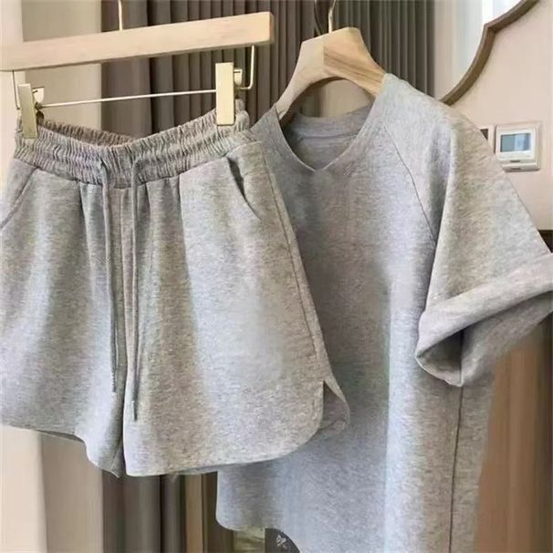 Women's Casual Smiley Print Short Sleeve T-Shirt & Shorts Set - Loose Fit Korean Style Summer Outfit_ecoleips.com