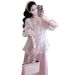New Korean Fashion Jacquard Top + Camisole Dress Two-Piece Set For Pregnant Women_ecoleips.com