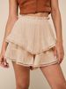 K Women's Lace Elastic Short Skirt Pants With Pleats And Layered Ruffles_ecoleips.com
