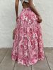 Vacation Style Stretchy Waist Long Maxi Skirt - Flowy Beach Skirt With Elastic Waistband_ecoleips.com
