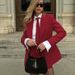 Elegant Red Tie Suit Set Two Piece Set Spring Summer New European American Style Commuter Wear Women's Clothing Shorts Jacket_ecoleips.com
