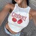 European And American Style Pure And Sexy Girl Fruit Print Sleeveless Pullover Tank Top Sexy Cropped Top_ecoleips.com
