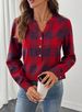 New Women's V-neck Checkered Shirt With Fashionable Casual Shirt Buckle_ecoleips.com