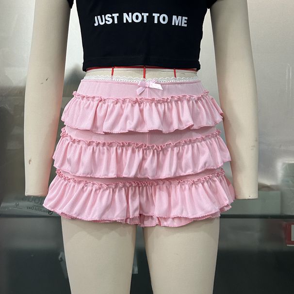 Y2K Women's Multi-Layer Cake Pants Skirt Set Sexy Hot Girl Lace Shorts Fashion Halloween_ecoleips.com
