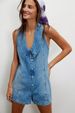 Fashion Sleeveless Washed Denim Jumpsuit Shorts Women's Clothing New Style Peter Pan Collar Personalized_ecoleips.com