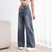 American Retro Wide-leg For Women, Washed, Drawstring, High-waisted, Loose, Drapey, Straight-leg Jeans_ecoleips.com