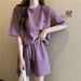 Women's European Style Summer Tracksuit Loose Fit Slimming Short Sleeved Two Piece Set Casual Student Running Outfit_ecoleips.com