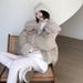 girl Girl Winter New Korean Version Fleece-Lined Thickened Turn-Down Collar Plush Parka Short Coat For Women Casual Warm Versatile_ecoleips.com