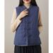 girl Style Retro Button Linen Thickened Cotton Vest Padded For Women Autumn Winter Outerwear Chinese Short Waistcoat_ecoleips.com