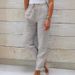 Women's Clothing High Waist Elastic Waist Solid Color Cotton And Linen Casual Pants_ecoleips.com