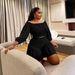 K New Plus Size Women's Clothing With Pleated One Neck And Fluffy Waist Cinching Casual Two-piece Set_ecoleips.com