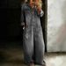 Women's Retro Wide Leg Jumpsuit Long Sleeve Denim Lapel Casual Elegant Fashion Spring/Autumn Summer Cotton Polyester_ecoleips.com