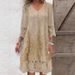 Women's Lace Trim Dress - Spring/Summer Solid Color A-Line V-Neck Flutter Sleeve Dress (Green, Blue, Camel)_ecoleips.com